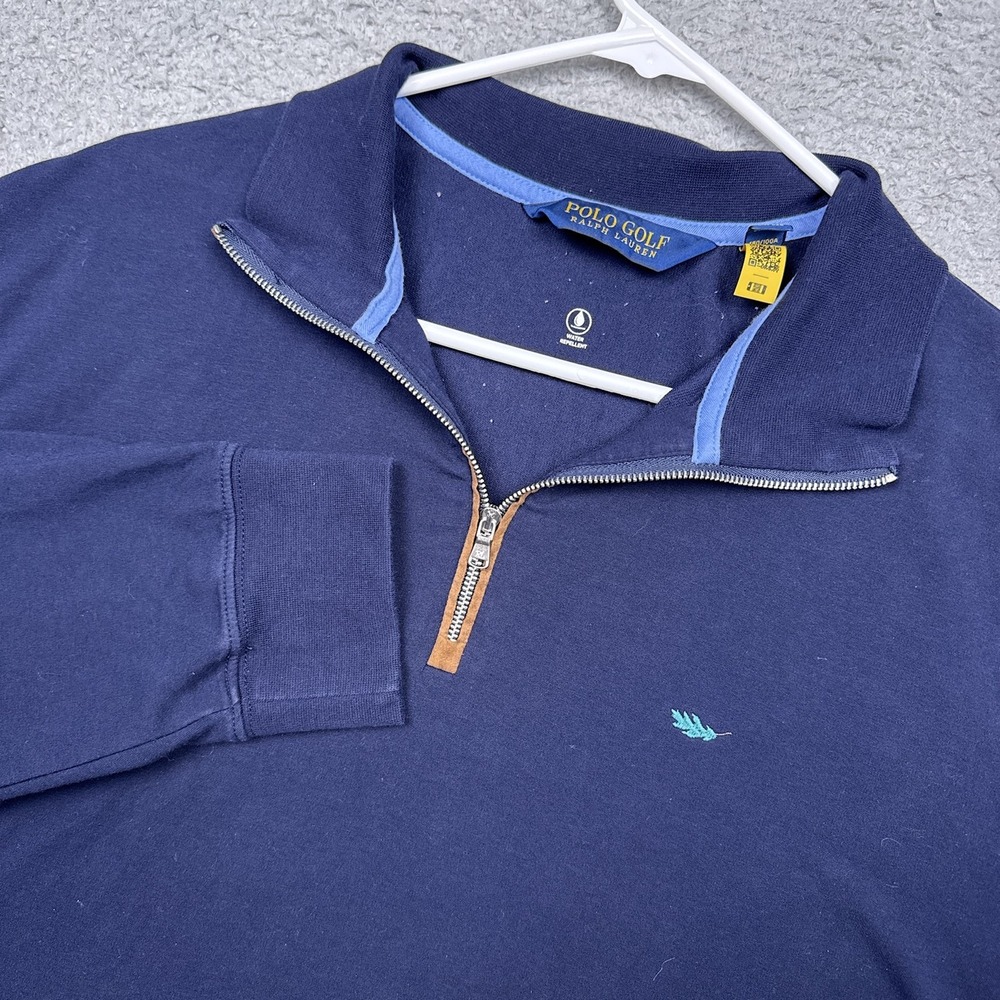 Polo Golf Ralph Lauren Pullover Mens Large‎ Blue 1/4 Zip Mock Neck Sweater